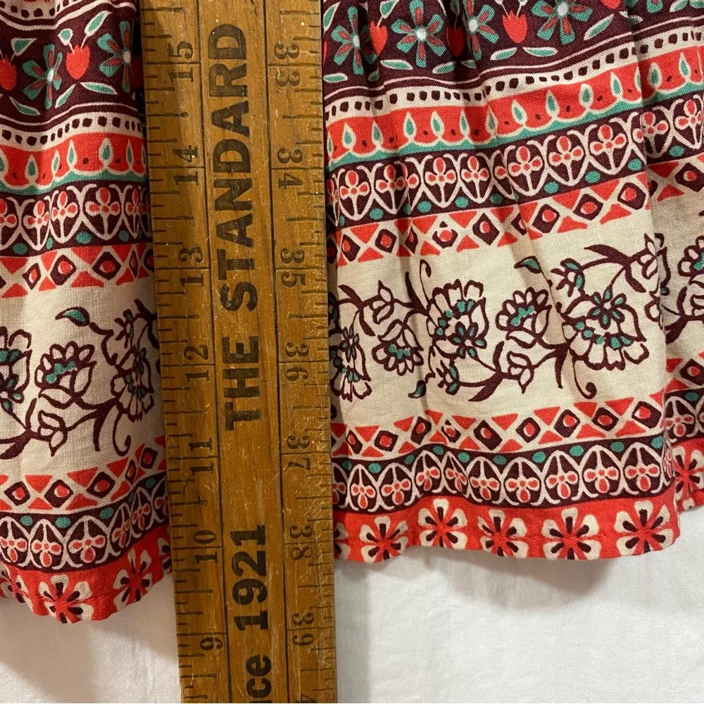 Beach Lunch Lounge Red Floral Boho Dress Belted Women’s XXL mini A-line Dress - Picture 4 of 9